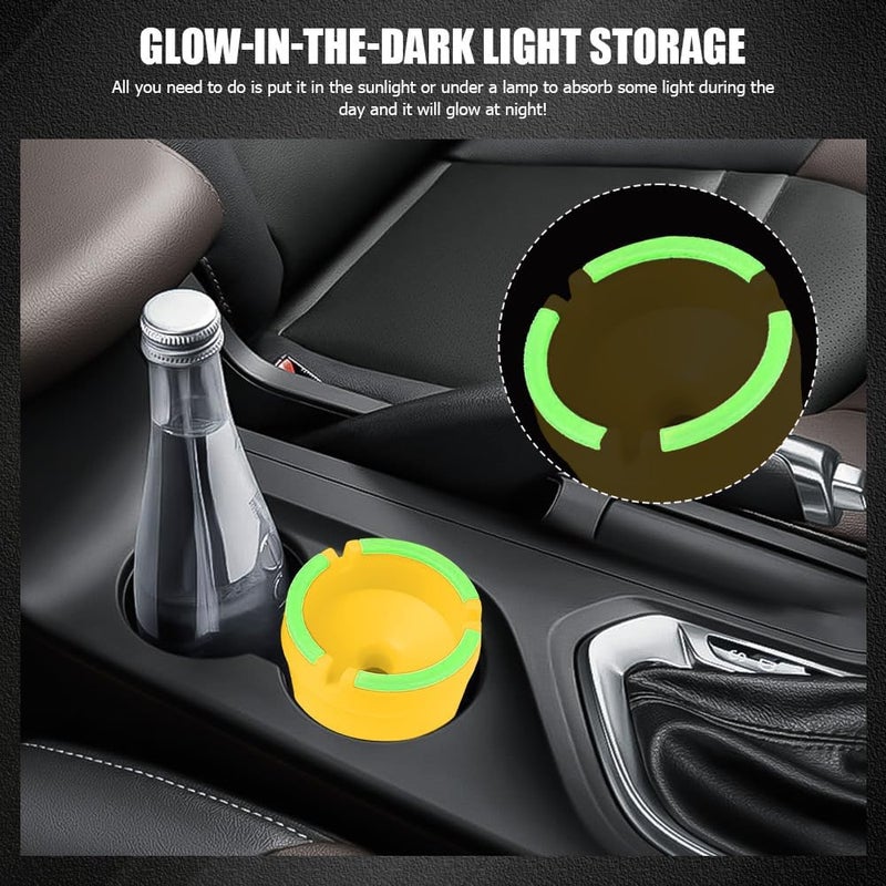 Lyxheth Glow in The Dark Ashtray, Car Ashtray, Cigarette Self-Extinguishing Car Cup Holder Ashtrays with Lid, Universal Portable Mini Vehicle Cigarette Trash Can Auto Accessories for Cars (Yellow) - Image 3